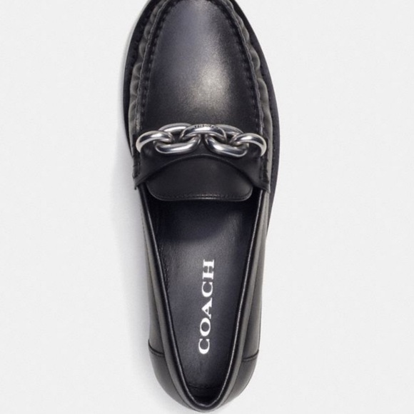 Coach Black Loafers with Metallic Chain - Picture 4 of 4